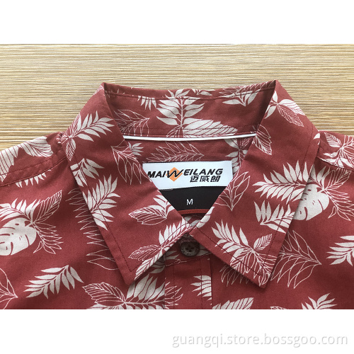 Men's 100%cotton print short sleeve shirt